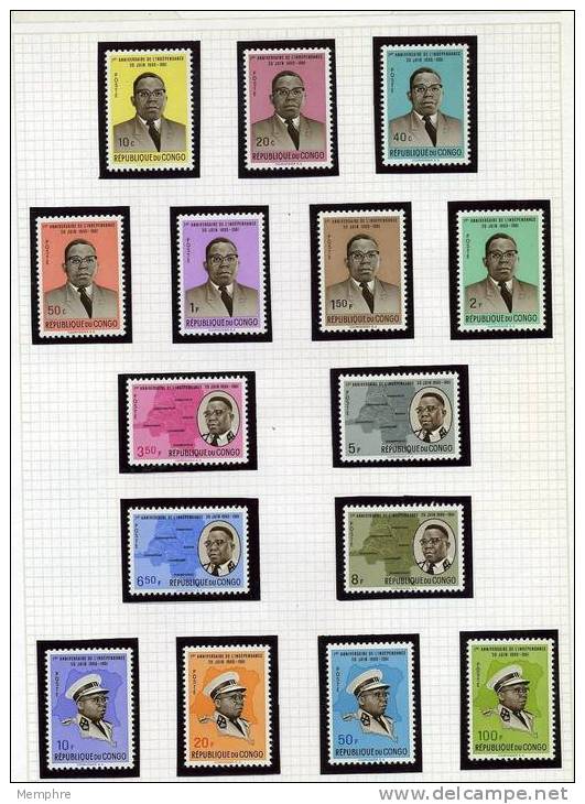 1961  Président Kasavubu   Série Complète COB 430/444** - Altri & Non Classificati