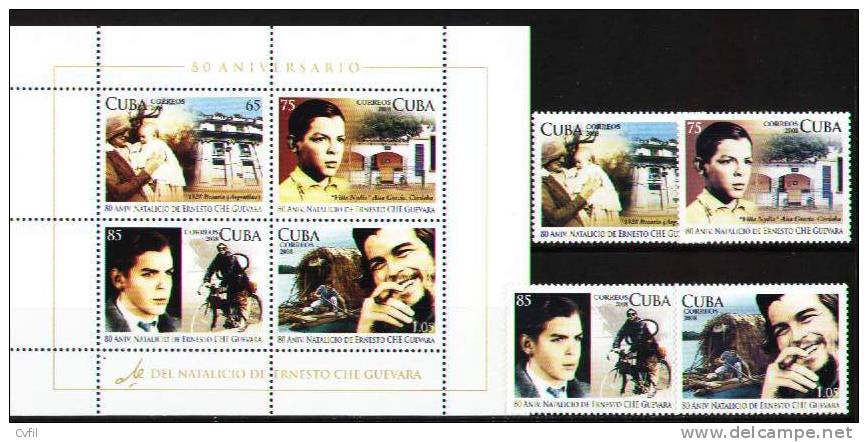 CUBA 2008 - 80º Aniversario Del Natalicio De Ernesto Che Guevara (4 V + 1 H.B.) - Unused Stamps