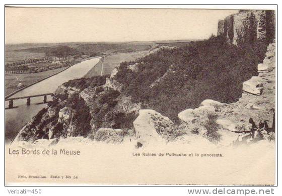 BELGIQUE..LES BORDS DE LA MEUSE..LES RUINES DE POILVACHE ET PANORAMA.NELS.BRUXELLES N° 54.SERIE 7..DOS SIMPLE.NON ECRITE - Yvoir