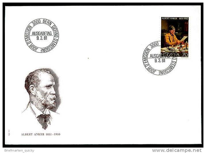 05389) Schweiz - Mi 1193 - FDC - 70c      Albert Anker Gemälde Der Gemeindeschreiber - FDC