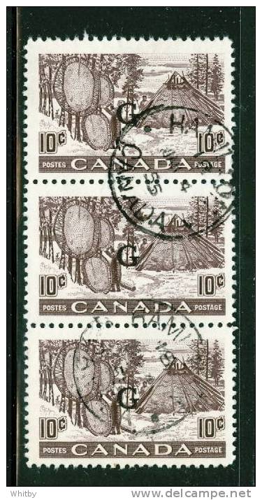 1950 10 Cent Drying Skins Overprinted G Vertical Triple #O26 - Overprinted