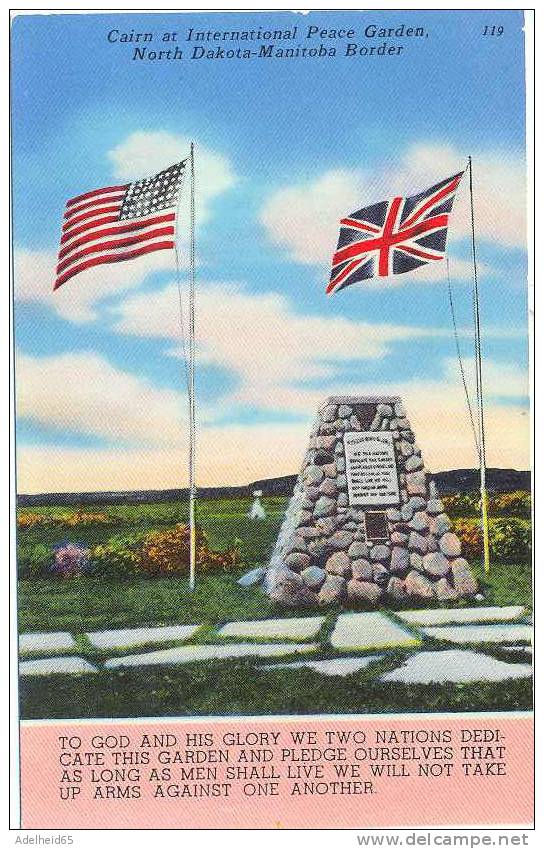 Patriotic, Stars And Stripes, Union Jack, Cairn At International Peace Garden, North Dakota-Manitoba Border Tichnor - Andere & Zonder Classificatie