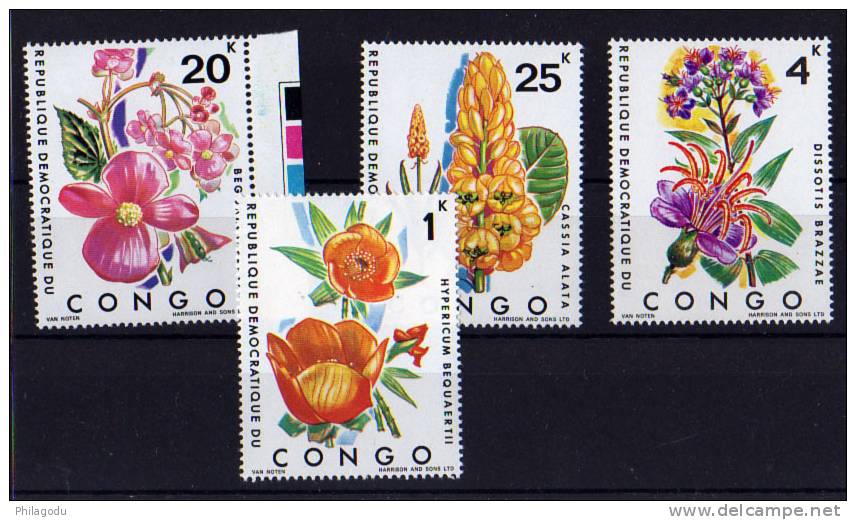 République Du Congo 1971, Les Fleurs 778/781**  Cote 35E ++  Postfrich ++  Mint N.H - Neufs