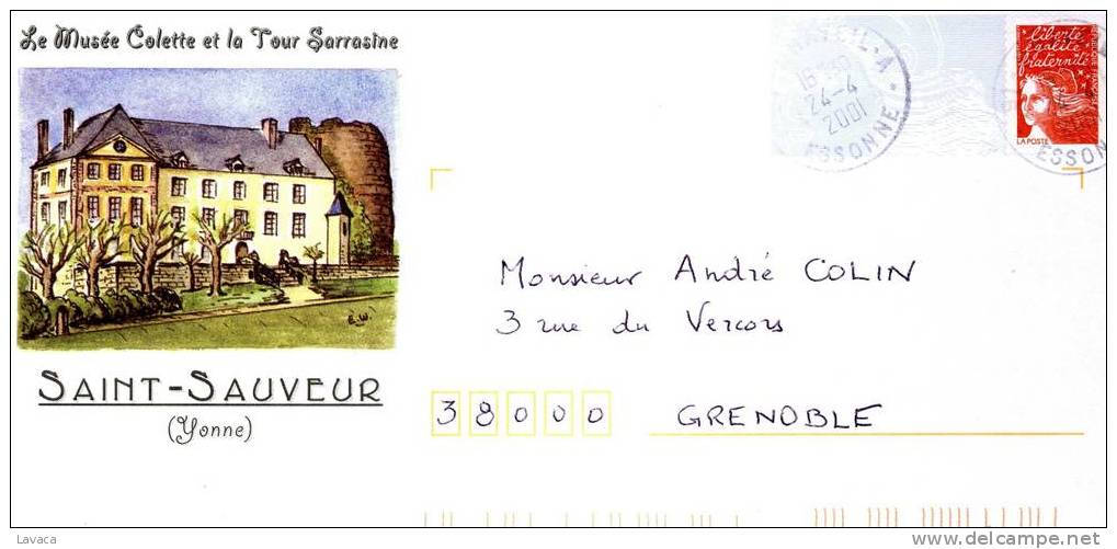 Enveloppe Entier Postale [Prêt à Poster] St SAUVEUR [Yonne]= écrivain / Musée - Musées