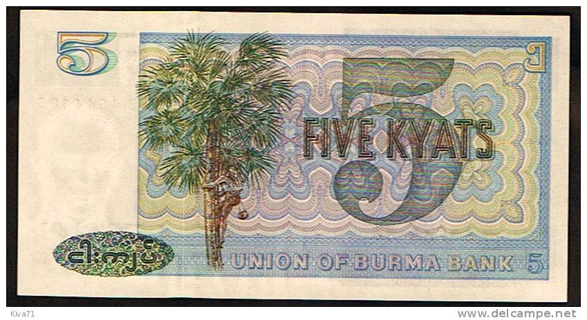 5 Kyats    "BURMA"      UNC     Ro 43 - Myanmar