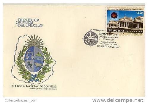 URUGUAY FDC COVER SOLIS THEATRE MASONIC ART - Teatro