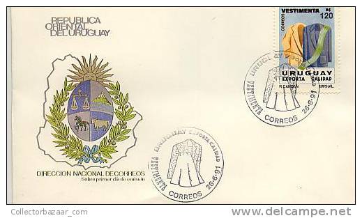 URUGUAY FDC COVER CLOTHES EXPORT TEXTIL - Textiel