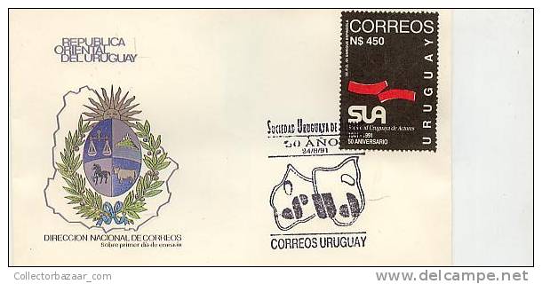 URUGUAY FDC COVER ACTOR ACTRESS EDUCATION SCHOOL THEATRE - Theatre