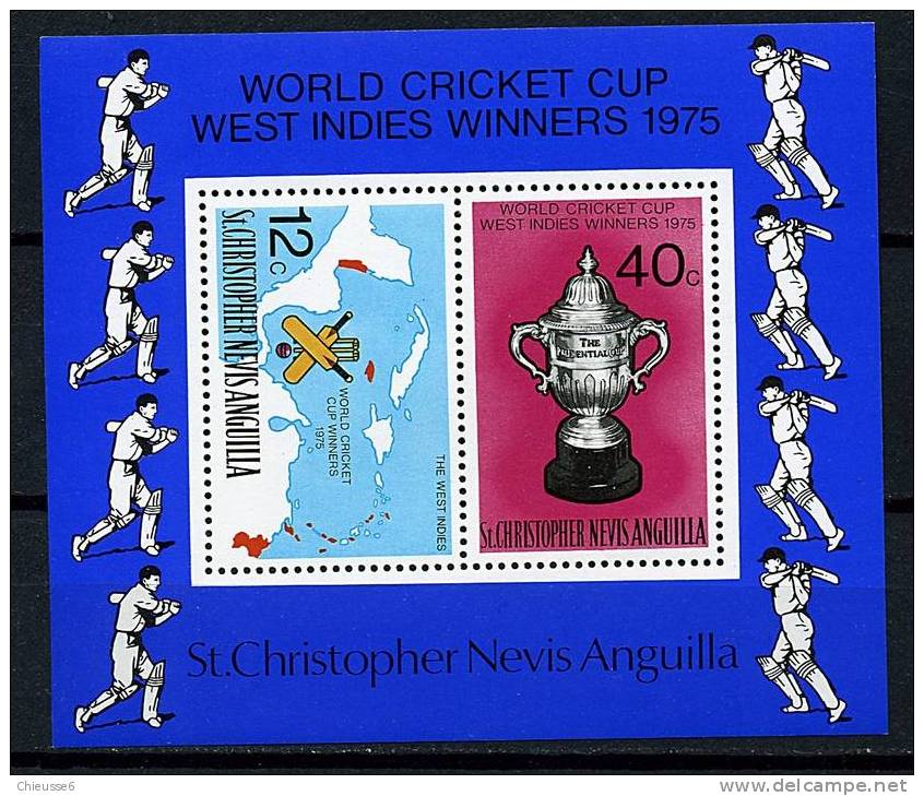 ST Christophe ** Bloc N° 6 - Coupe Du Monde De Cricket - St.Kitts E Nevis ( 1983-...)