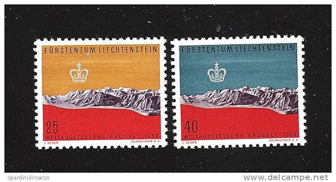 LIECHTENSTEIN - 1958 - Esposizione Universale Di Bruxelles - 2 Valori Nuovi S.t.l. -  In Ottime Condizioni - DC2396. - Unused Stamps