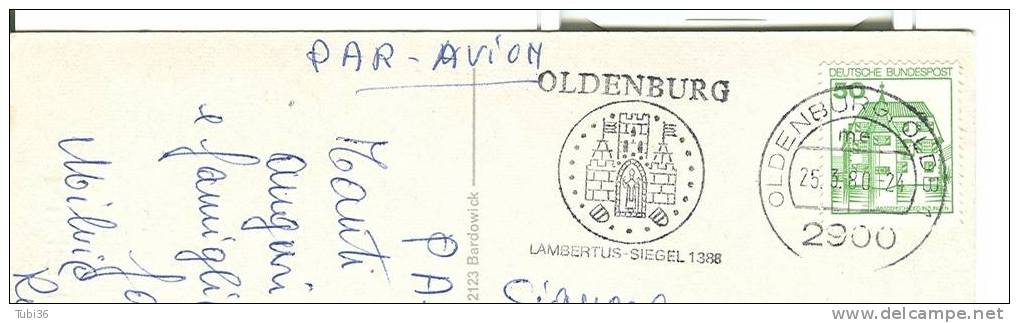 OLDENBURG - TIMBRO TARGHETTA DE L1980  SU CARTOLINA  AUGURI - A COLORI - Oldenburg (Holstein)