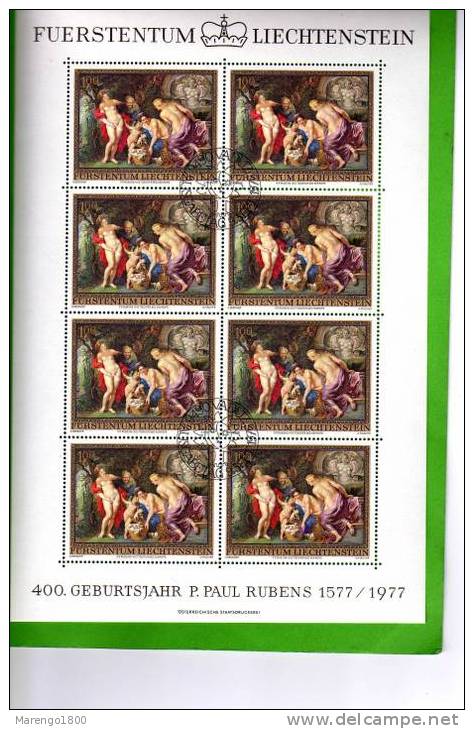 Liechtenstein 1977 - Rubens - 3 Full Sheets With 1st Day Canc. - Blocks & Sheetlets & Panes