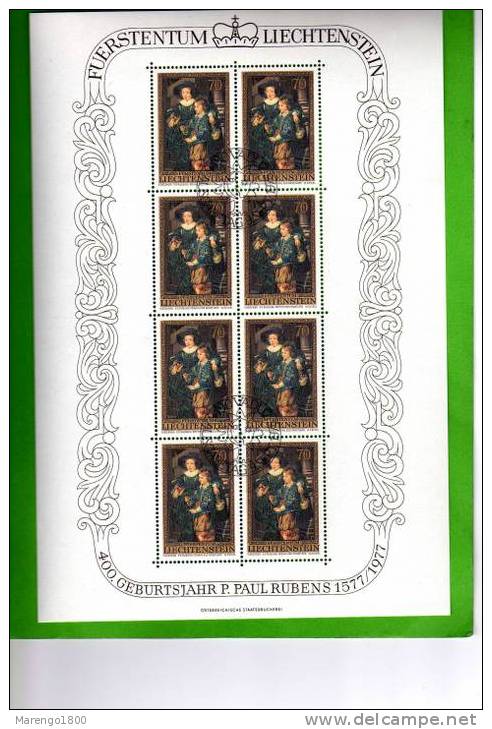 Liechtenstein 1977 - Rubens - 3 Full Sheets With 1st Day Canc. - Blocks & Sheetlets & Panes