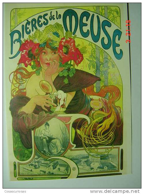 5829  ALPHONSE MUCHA ILUSTRADOR  BIERE DE LA MEUSE   COPY COPIA  REPRO  YEARS / AÑOS  1993 - Mucha, Alphonse