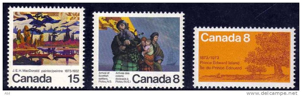 Canada 1973  N°Y.T. :  500 à 502** - Neufs
