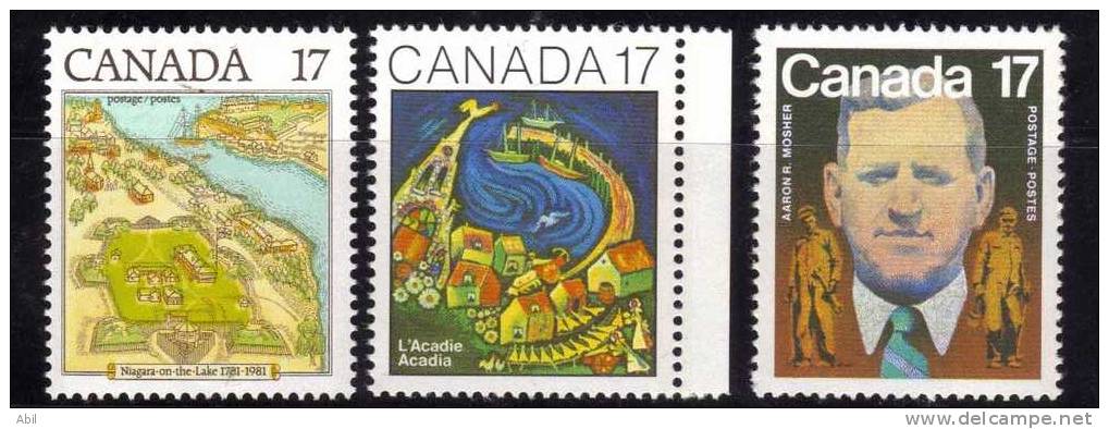 Canada 1981  N°Y.T. :  776 à 778** - Neufs
