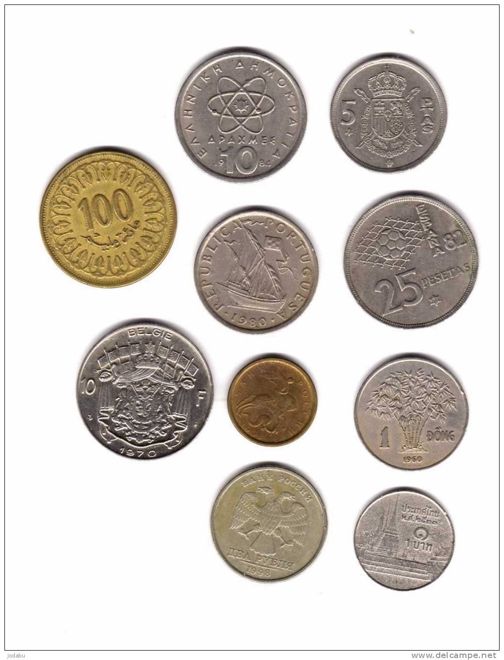 10pieces Du Monde (greece 1) (espagne 2) (belgique 1) (tunisie 1) (russie 2) (portugal 1)(thailande 1) (viet-nam 1) - Altri – Europa