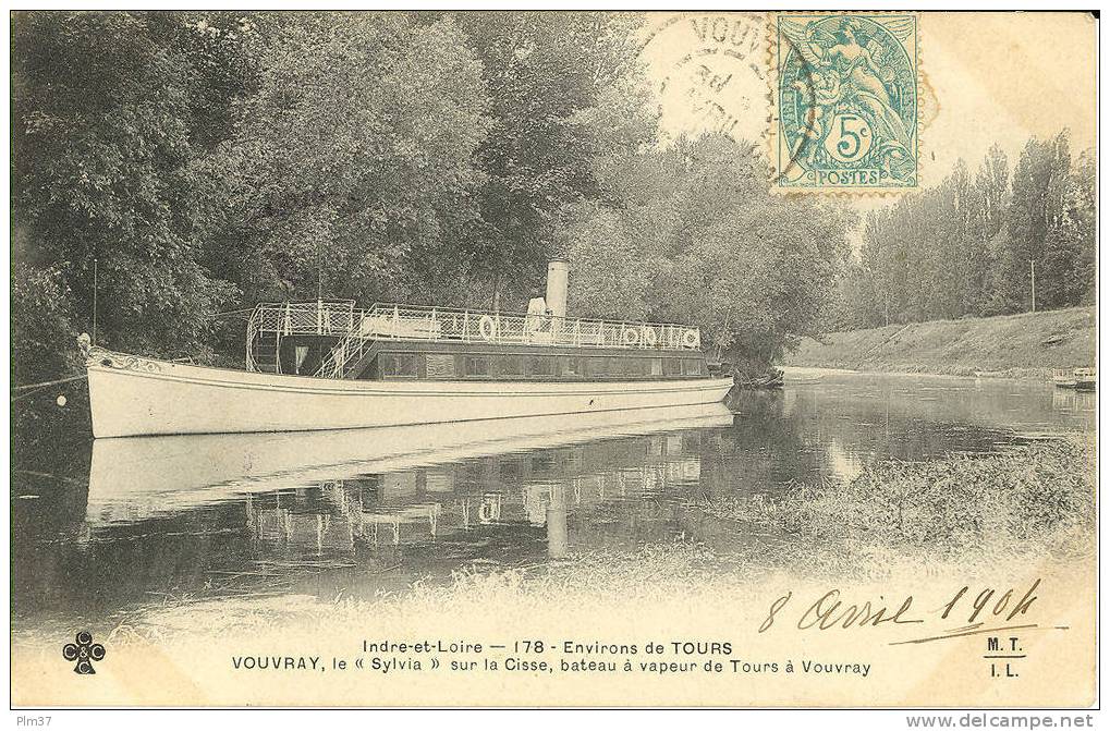 VOUVRAY - Batellerie - Le "Sylvia" Sur La Cisse, Bateau à Vapeur De Tours à Vouvray - Voy. 1904 - Vouvray