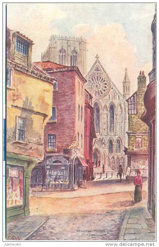 Water Colour, Aquarel, Aquarelle, T. Guy, York, Minster Gates, Ca 1910 The Artist Series, JW Ruddock, Lincoln - York