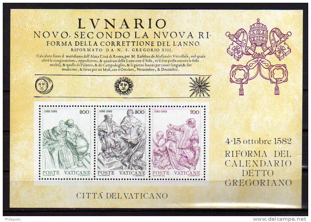 Vatican 1982, 400° Réforme Du Calendrier Grégorien, Bf 4 ,++ Parfait  Neuf Sans Charnière ++ Postfrich++  Mint N.H. - Blocks & Sheetlets & Panes