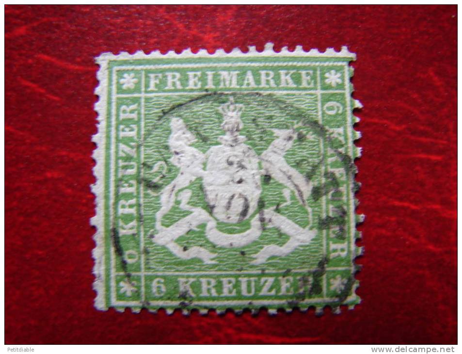 WURTEMBERG - N° 18 Mince YT - 1859 - Oblitéré - Armoiries En Relief - Usati
