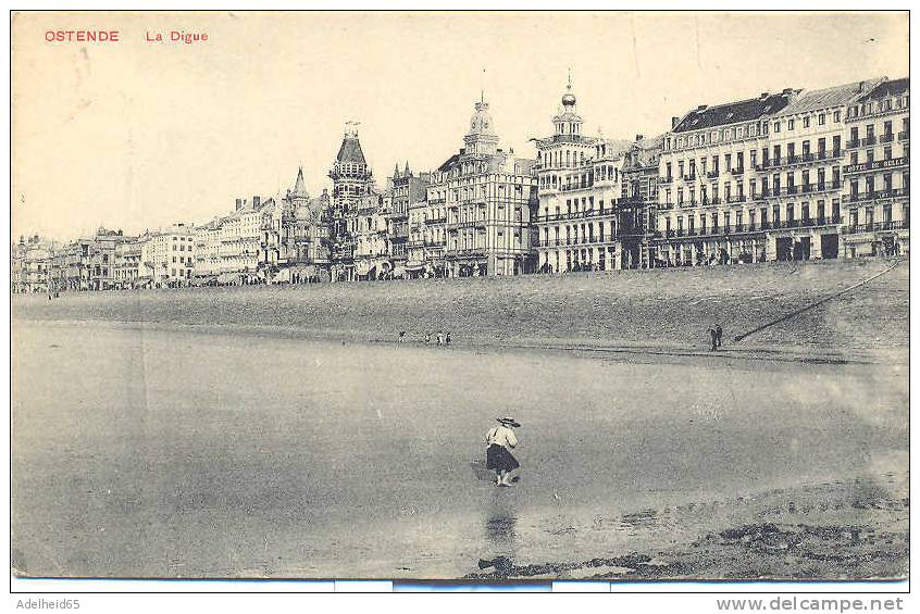 Edit. V.G., Ostende, Oostende, La Digue, 1908 Vs Avon, Seine Et Marne - Oostende