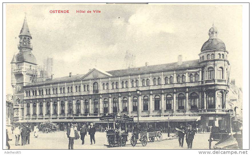 Ed. V.G., Ostende, Oostende, Hôtel De Ville, Stadhuis, Très Animée, Zeer Geanimeerd, Ijskar - Oostende