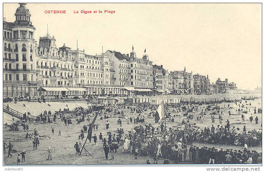 Edit. V.G., Ostende, Oostende, La Digue Et La Plage, Als Nieuw, Comme Neuf, Mint Ca 1910 - Oostende