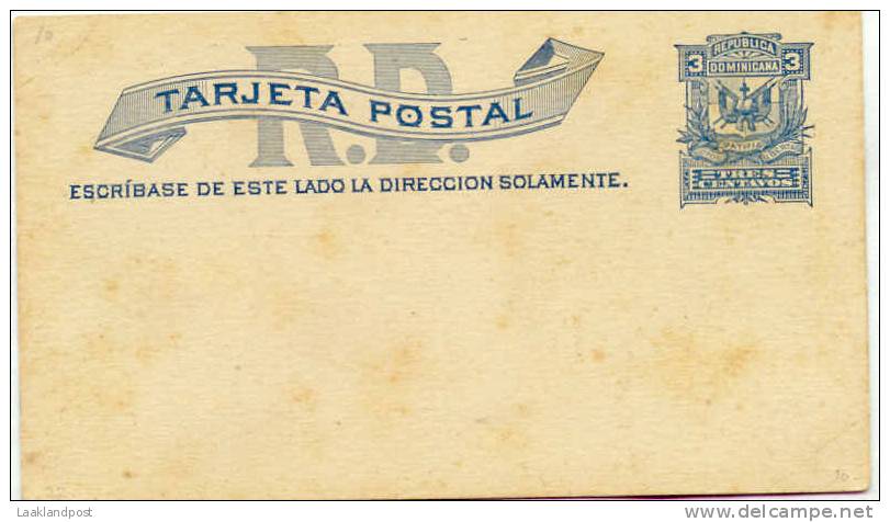 Republica Dominica Postal Stationary Card Tres Centavos Unused - Dominica (...-1978)