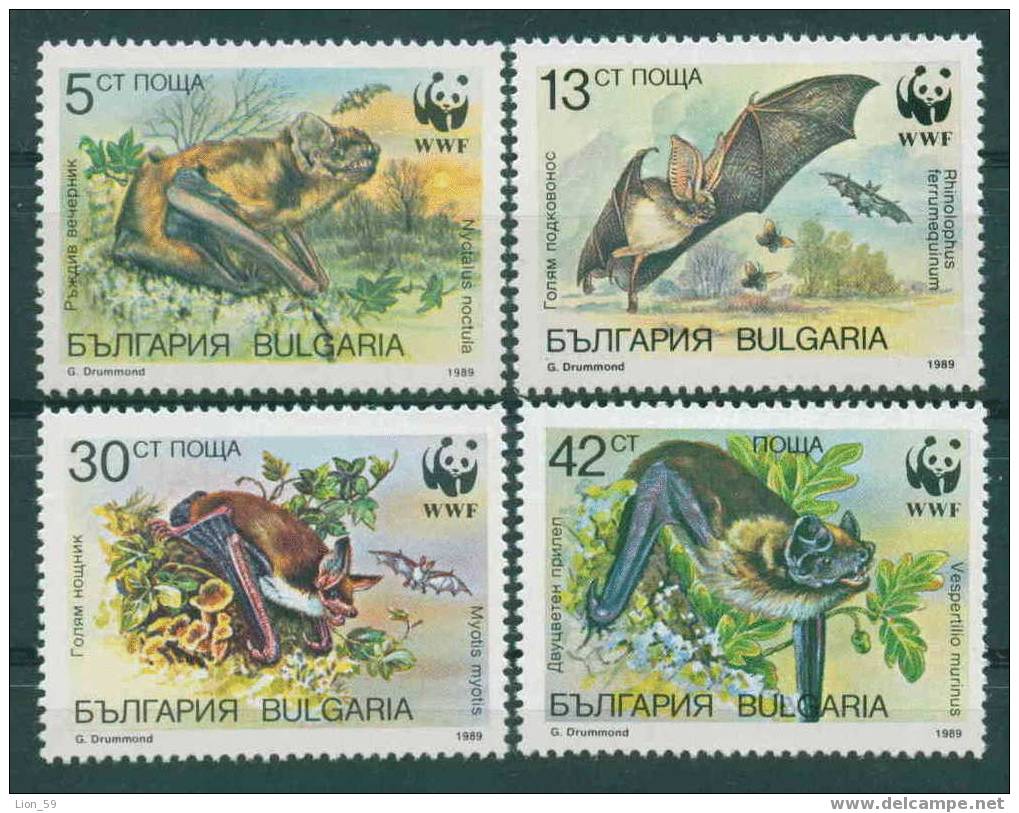 3760 Bulgaria 1989 Bats World  Wildlife Fund WWF ** MNH / Weltweiter Naturschutz: Fledermause - Fledermäuse