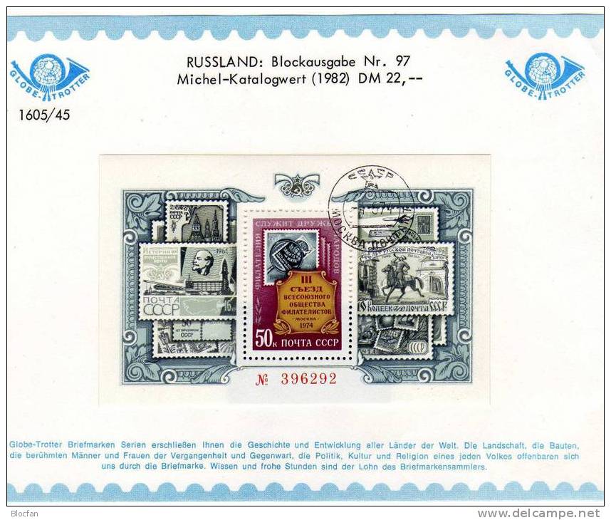 3.Philatelisten-Kongreß 1974 Sowjetunion 4282+Block 97 FDC 25€ Angebots-Bogen Bloc M/s Philatelic Sheet Bf USSR CCCP SU - FDC