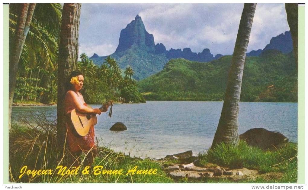 TOM.POLYNESIE FRANCAISE.CHANTEUSE A MOOREA  JOYEUX NOEL & BONNE ANNEE .SEMI MODERNE - Polynésie Française