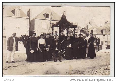 CARTE PHOTO AVRANCHE 31 JUILLET 1911 UN CHAR - Avranches