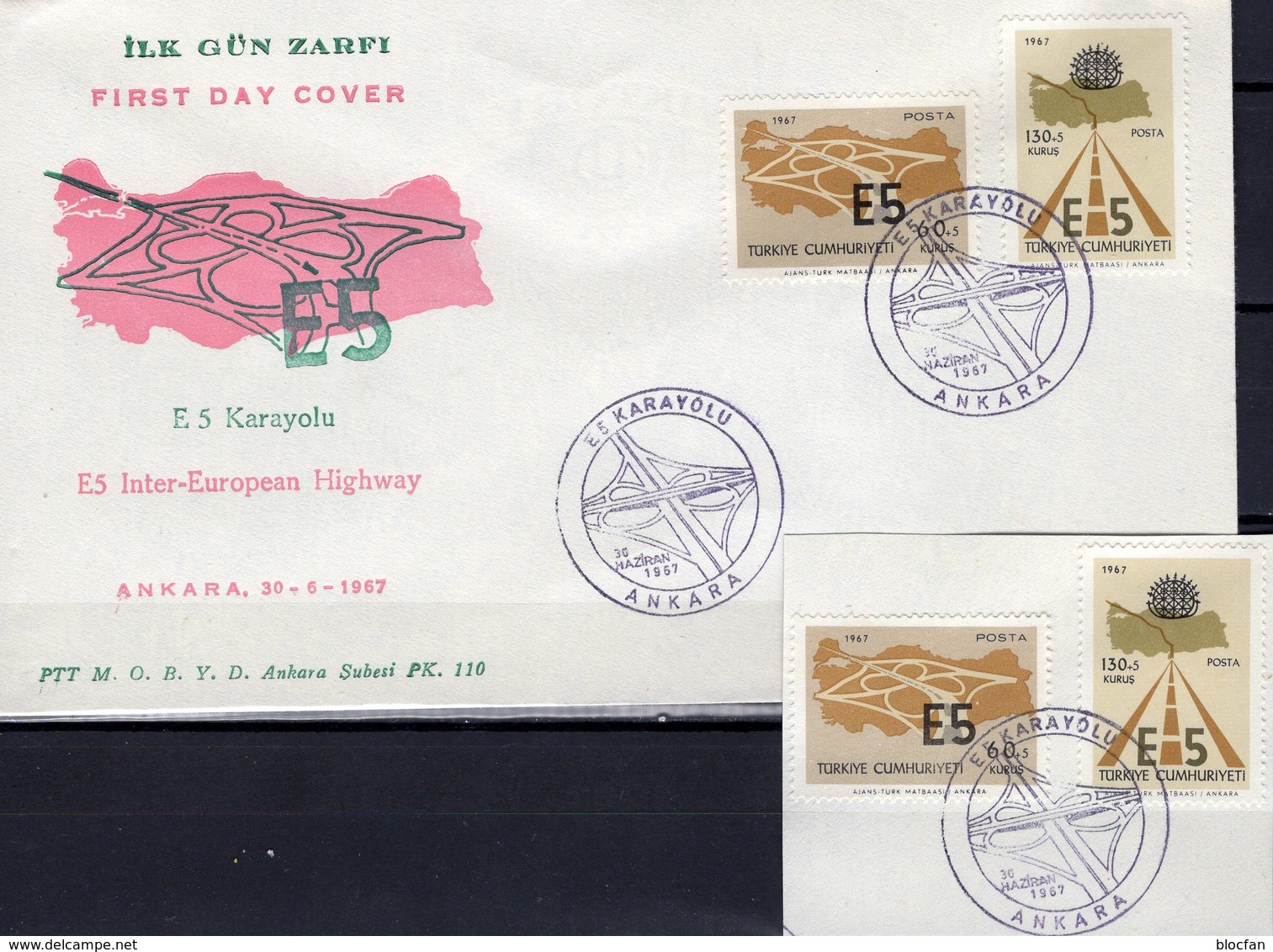 Autobahn-Kleeblatt 1967 Türkei 2058/9+FDC 6€ Neue Europa-street CEPT Verkehr Special First Cover Traffic Of Turkiye - Brieven En Documenten