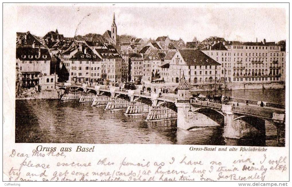 BASLE.Gruss Aus Basel.Gross-Basel Und Alte Rheinbrucke.1902. - Bâle