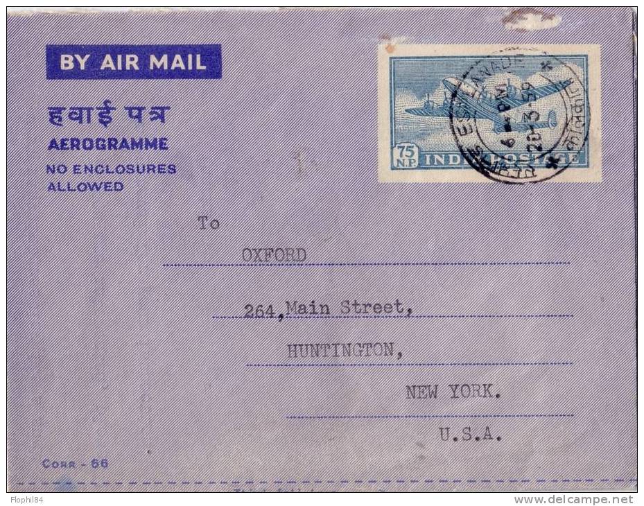 NEPAL-KATHMANDU-AEROGRAMME DE L'INDE 18-3-59 - RARE - Népal