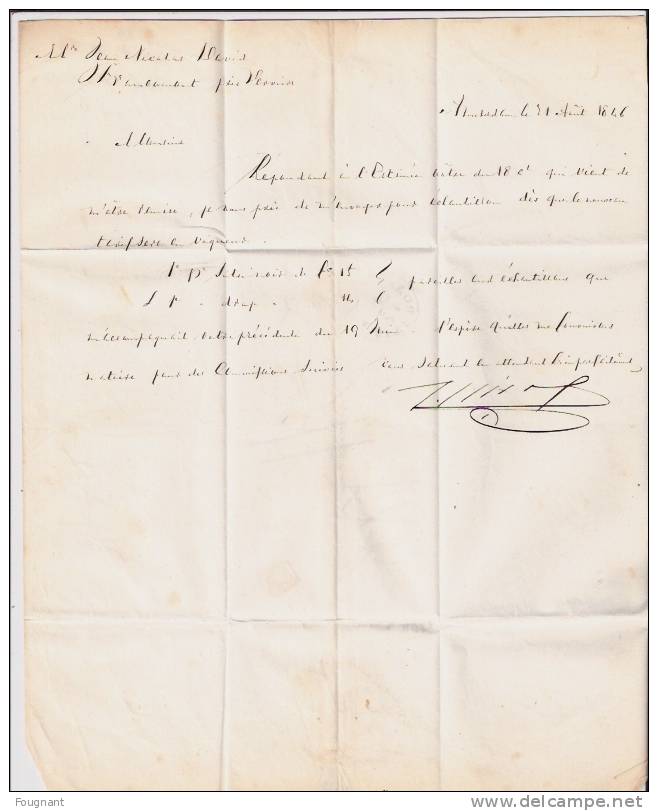 PAYS-BAS:1846:Précurseur D´AMSTERDAM Pour FRANCOMONT Près VERVIERS(Belgique) - ...-1852 Préphilatélie