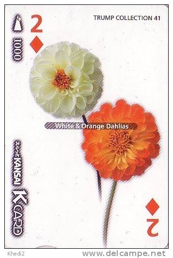 Carte à Jouer Japon / Série Jeu De Cartes Japon N° 41/54 - Fleur DAHLIA - Japan Flower Playing Card - Spielkarte - Games