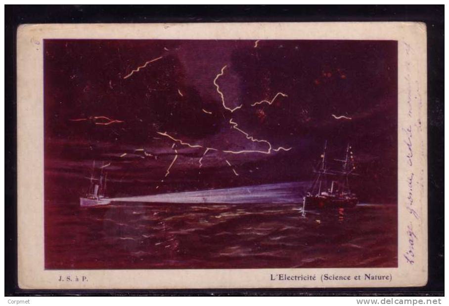 L'ELECTRICITÉ  (Science Et Nature) VF C/1900's UNUSED UNDIVIDED FRENCH COLORED POSTCARD - Hold To Light
