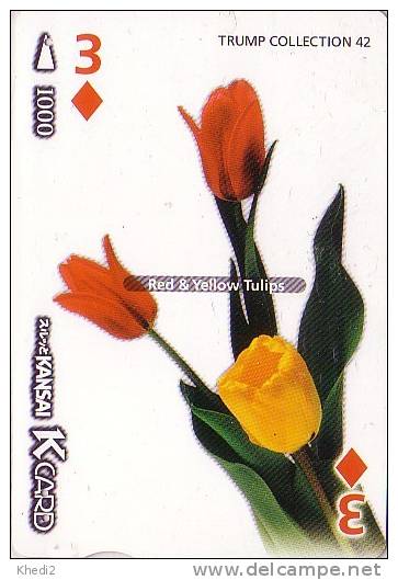 Carte à Jouer Japon Série Jeu De Cartes N° 42/54 - Fleur TULIPE - Tulip Flower Japan Playing Card - Spielkarte - Games