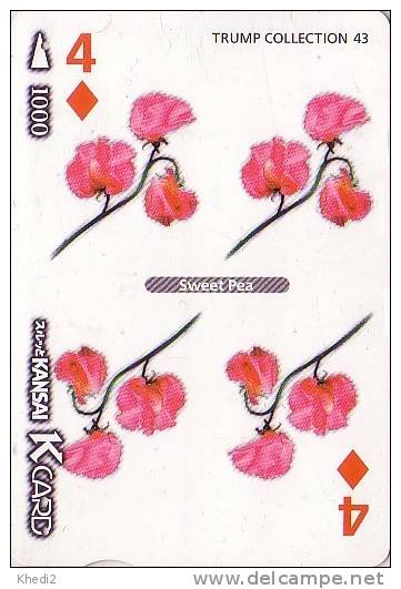 Carte à Jouer Japon Série Jeu De Cartes N° 43/54 - Fleur POIS DE SENTEUR - Japan Flower Playing Card - Spielkarte - Games