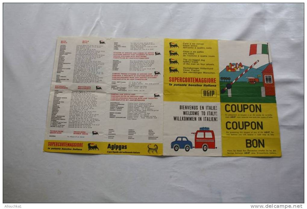 1962-GUIDE  PLANS RESEAUX TOURISTIQUE STATION ESSENCE -AGIP COUPON-ITALIE- INDICAZIONI -ENTE PROVINCIALE TURISMO - - Europe