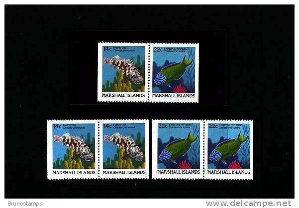 MARSHALL ISLANDS - 1988  MARINE LIFE  14 C. + 22 C. PAIRS FROM BOOKLET  MINT NH - Marshall