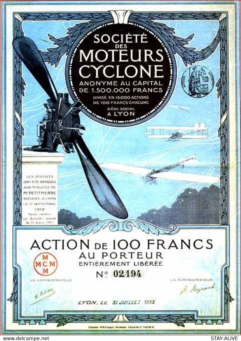 SOCIETE DES MOTEURS CYCLONE  1913 ( REPRODUCTION) - Aviation