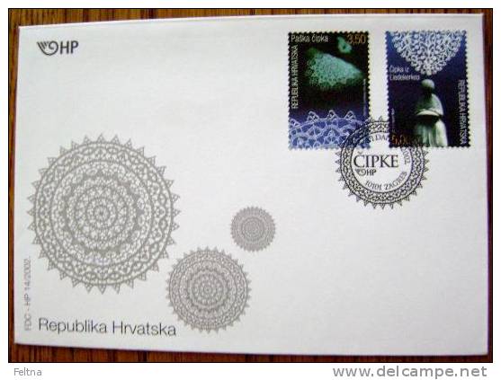 2002 CROATIA FDC LACES LACE - Textiel