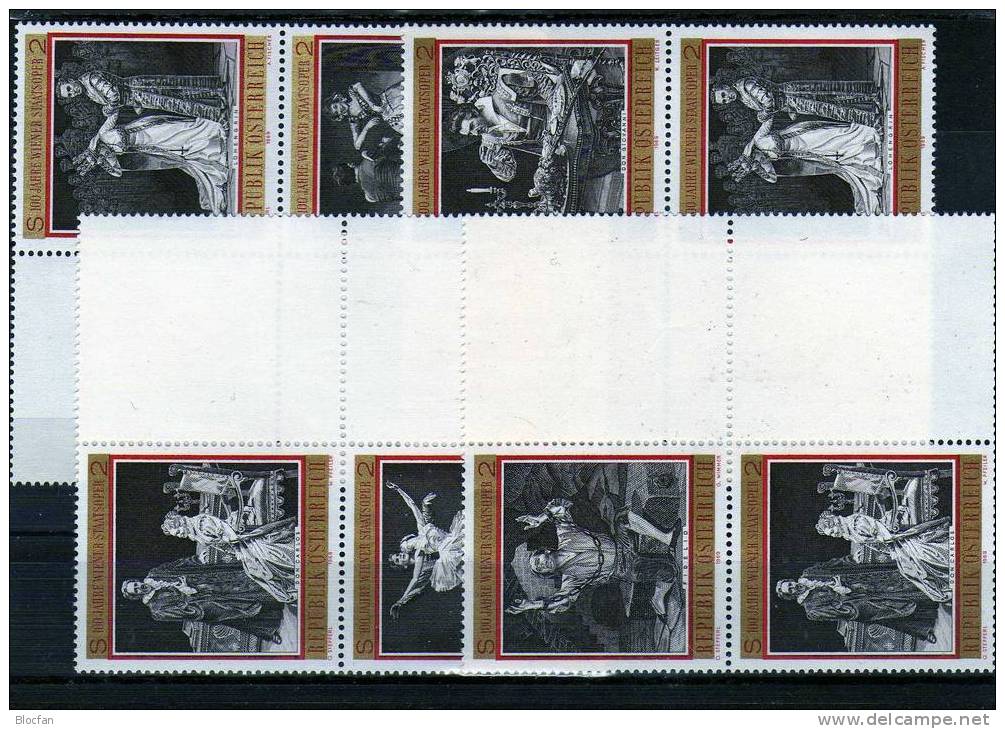 Varianten 16x4-Blocks 100 Jahre Wiener Staatsoper 1969 Österreich 1294/1 Als 16 Block ** 40€ Oper Music Sheet Of Austria - Blocs & Feuillets
