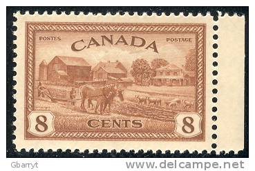 Canada Unitrade 268 MNH VF Right Edge Single With Selvedge Peace Issue Farm Scene Farming..............M21. - Ungebraucht