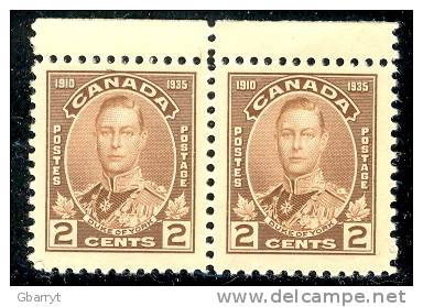 Canada Scott # 212 MNH VF Horizontal Top Edge Pair With Selvedge.................................M5 - Unused Stamps