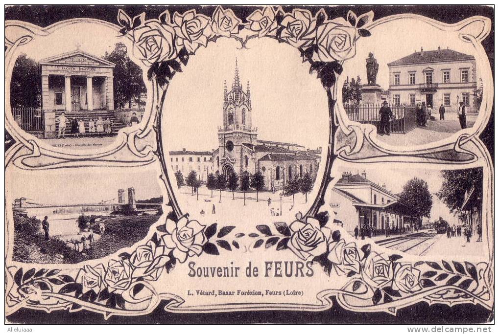 CPA Belle Carte Postale Ancienne FRANCE SOUVENIR DE FEURS Multivue Animée - Feurs