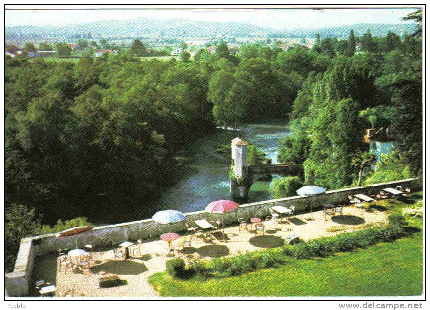 Carte Postale 64.  Sauveterre-de-Béarn  Et La Terrasse De L'Hostellerie Du Chateau Trés Beau Plan - Sauveterre De Bearn